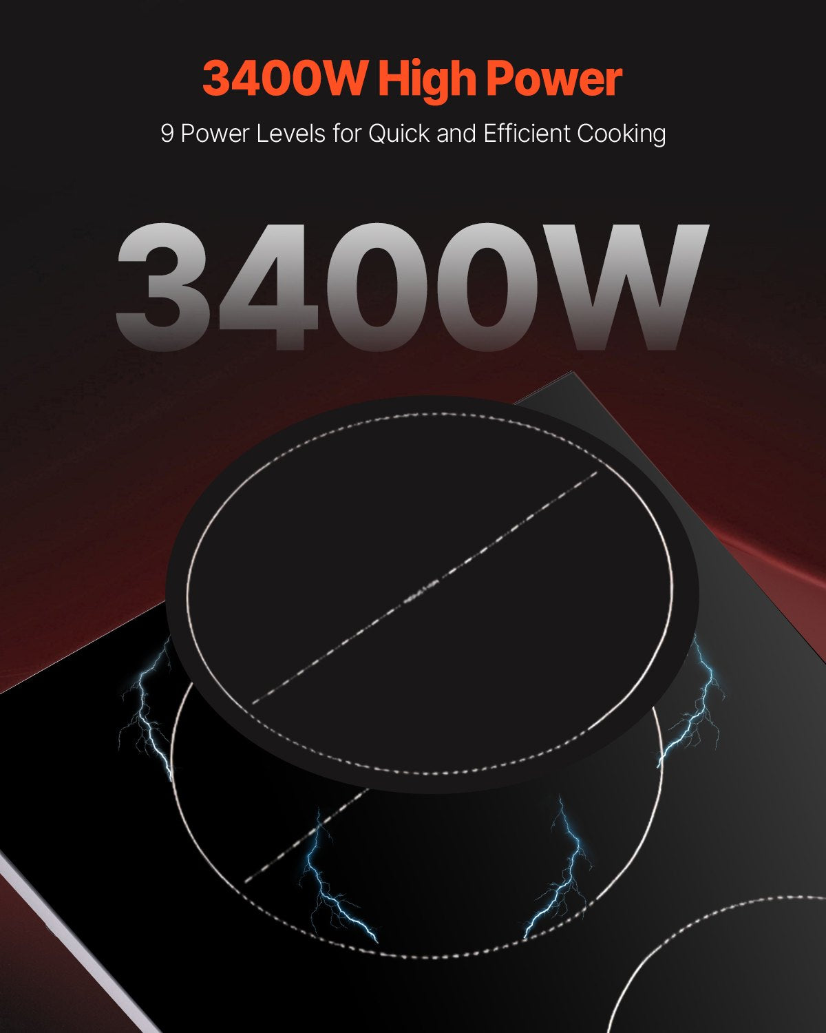 Induction Cooktop, 3400W Electric Countertop 2-Burner Touch Control Stove
