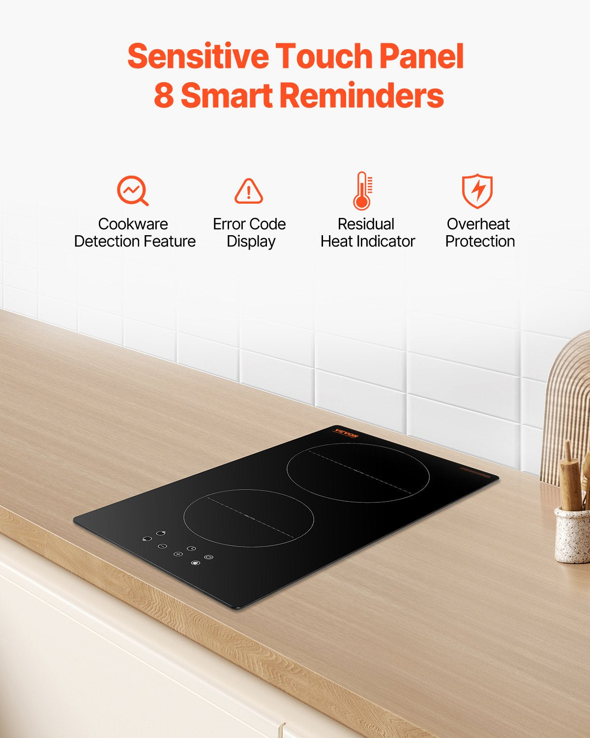 Induction Cooktop, 3400W Electric Countertop 2-Burner Touch Control Stove