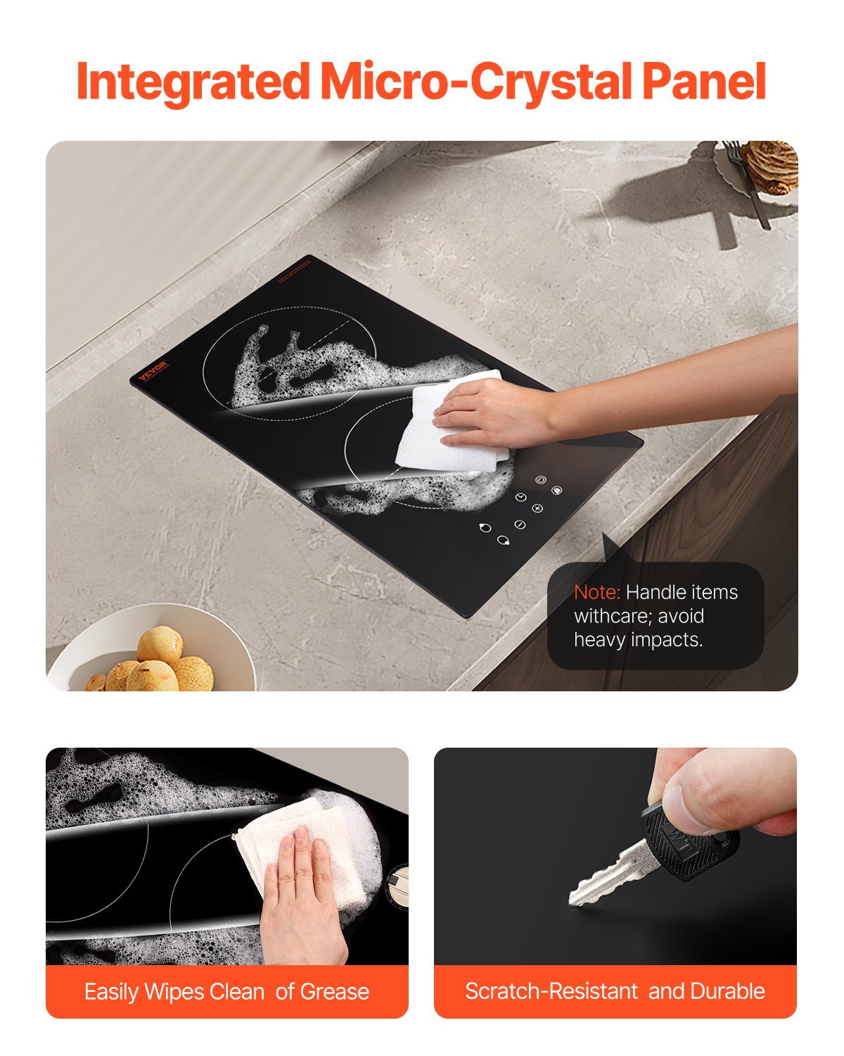 Induction Cooktop, 3400W Electric Countertop 2-Burner Touch Control Stove