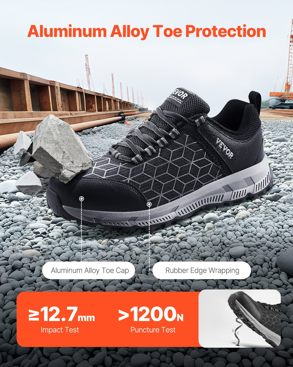 Steel Toe Shoes for Men US 11 Cushion Sport Safety Athletic Work Sneakers Black