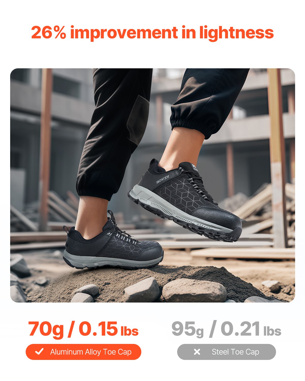Steel Toe Shoes for Men US 11 Cushion Sport Safety Athletic Work Sneakers Black