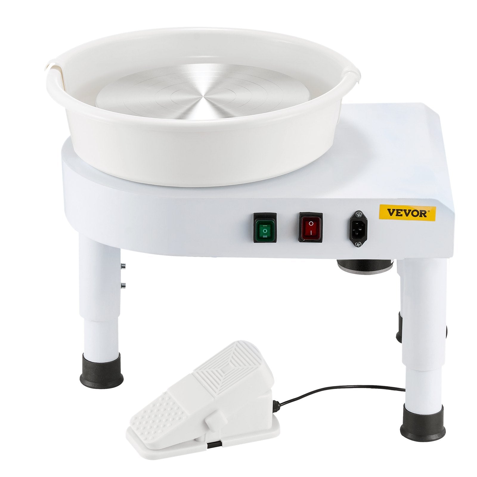 Pottery Wheel 28cm Ceramic 60-300RPM Adjustable Foot Pedal Tools Kit White