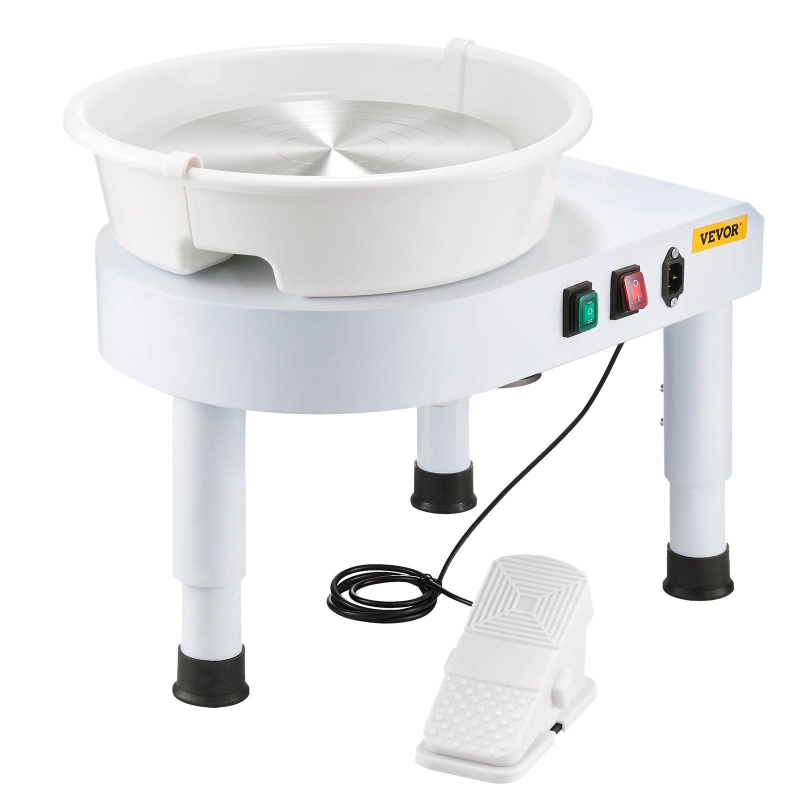 Pottery Wheel 28cm Ceramic 60-300RPM Adjustable Foot Pedal Tools Kit White