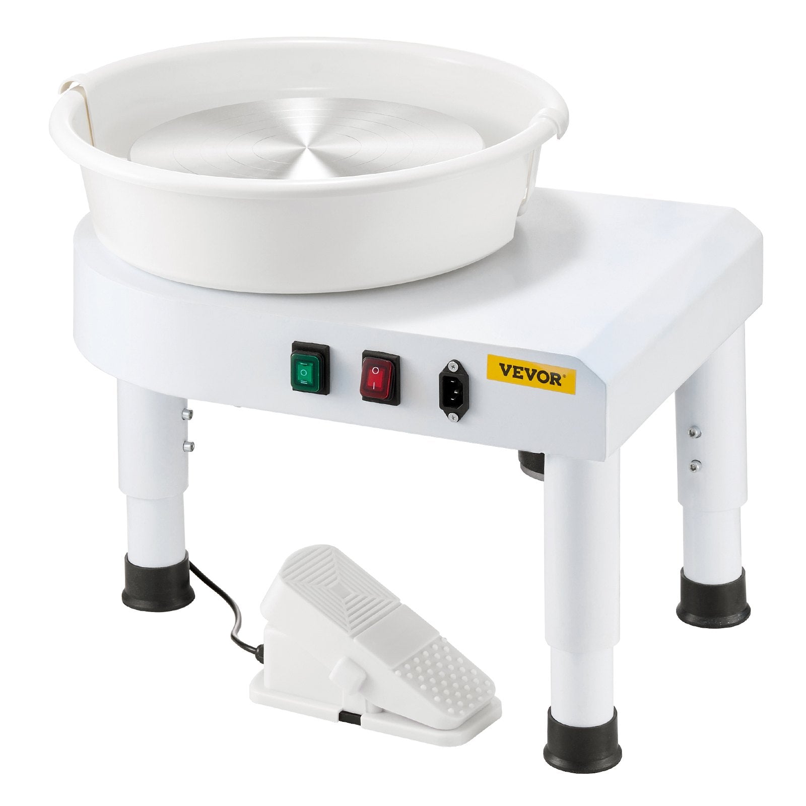 Pottery Wheel 28cm Ceramic 60-300RPM Adjustable Foot Pedal Tools Kit White