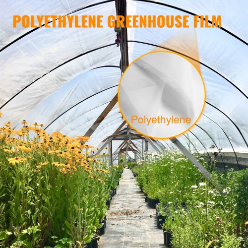 VEVOR 12x25 ft Greenhouse Polyethylene Film Plastic Cover for Gardening Use