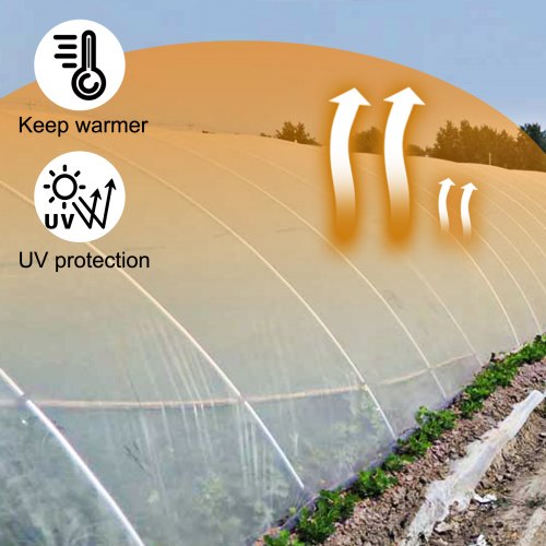 VEVOR 12x25 ft Greenhouse Polyethylene Film Plastic Cover for Gardening Use