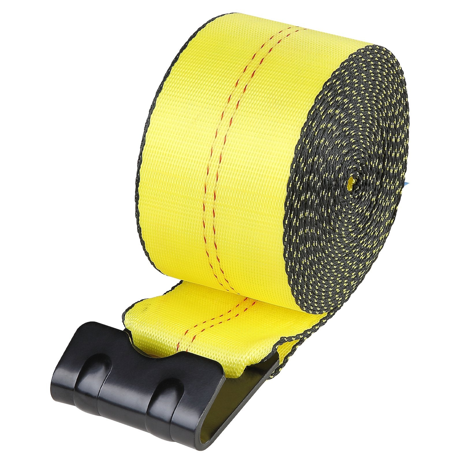 Winch Straps 10.2cm x 9.1m 2.7T Load 8.2T Break Strength with Flat Hooks Yellow 10-Pack