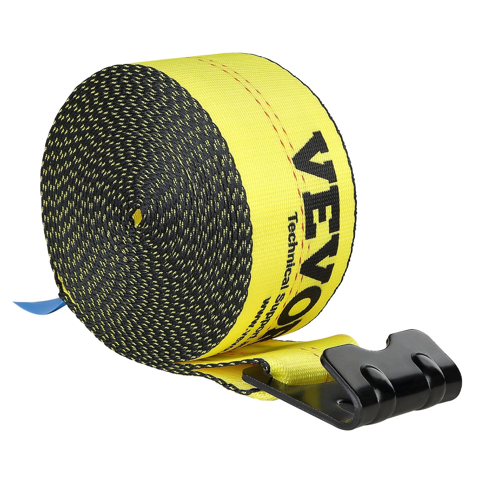 Winch Straps 10.2cm x 9.1m 2.7T Load 8.2T Break Strength with Flat Hooks Yellow 10-Pack