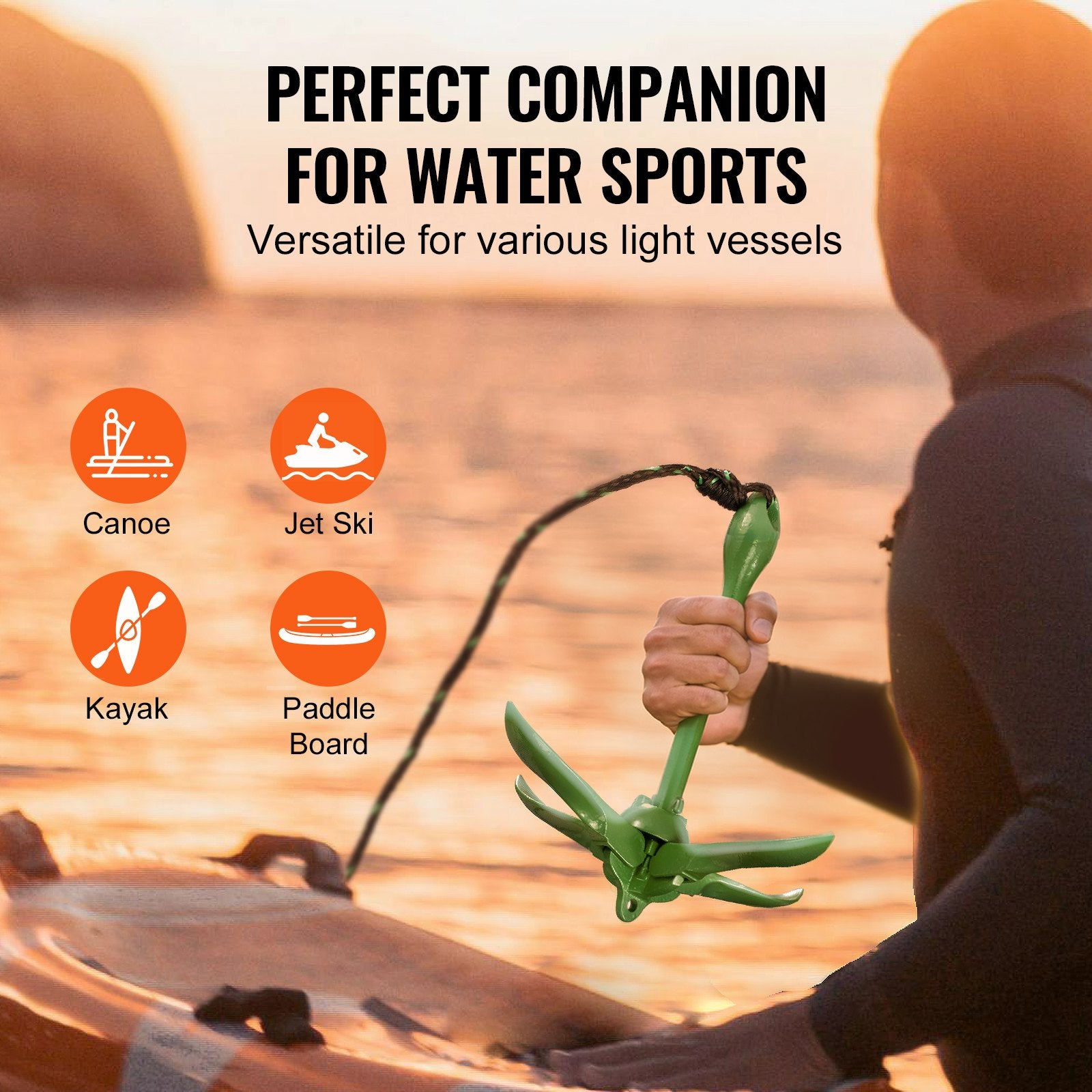 Kayak Anchor Kit 3.5lb with 8m Rope, Buoy, Folding Boat Anchor and Storage Bag