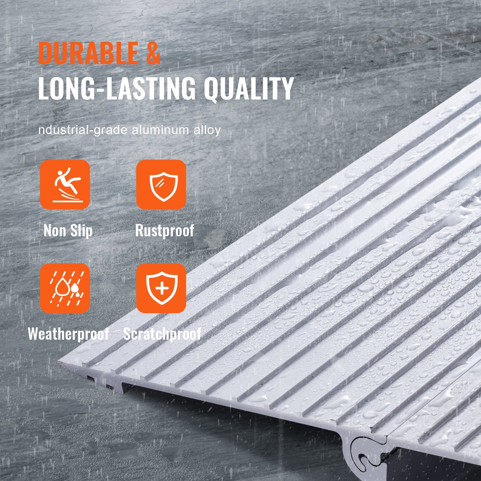 2" Rise Aluminum Door Threshold Ramp 800lb Capacity for Wheelchairs