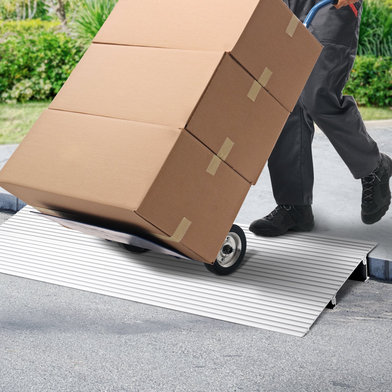 2" Rise Aluminum Door Threshold Ramp 800lb Capacity for Wheelchairs