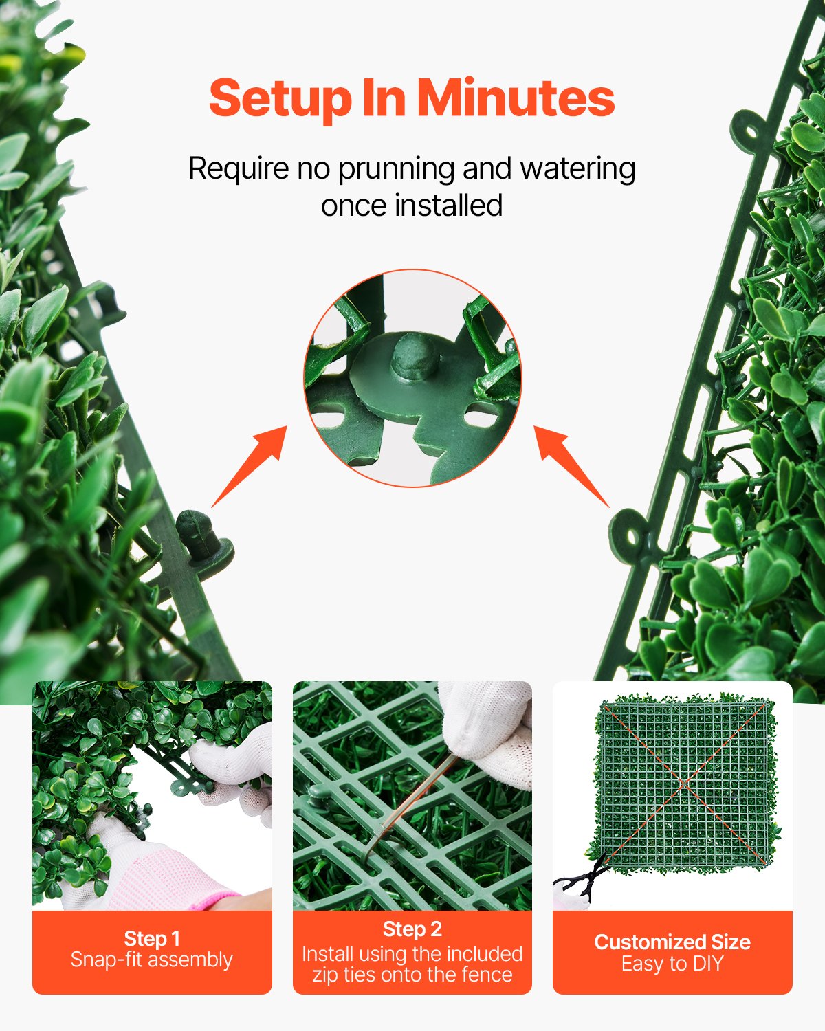 Artificial Grass Wall Panels 12-Pack 20x20" 3D Boxwood Hedge Indoor Outdoor