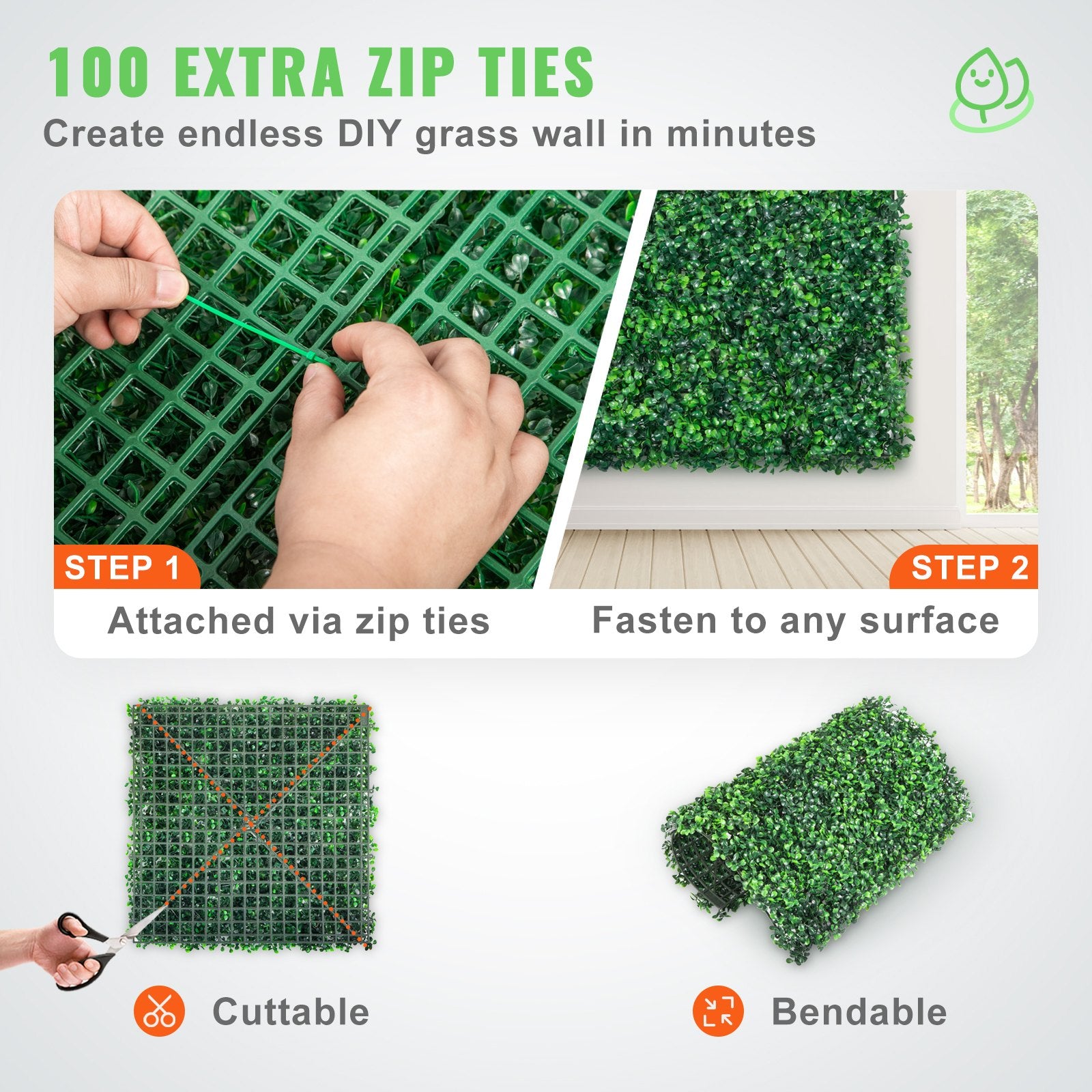 Artificial Boxwood Panels 12-Pack 10x10" Hedge Wall Mat Indoor Outdoor Garden