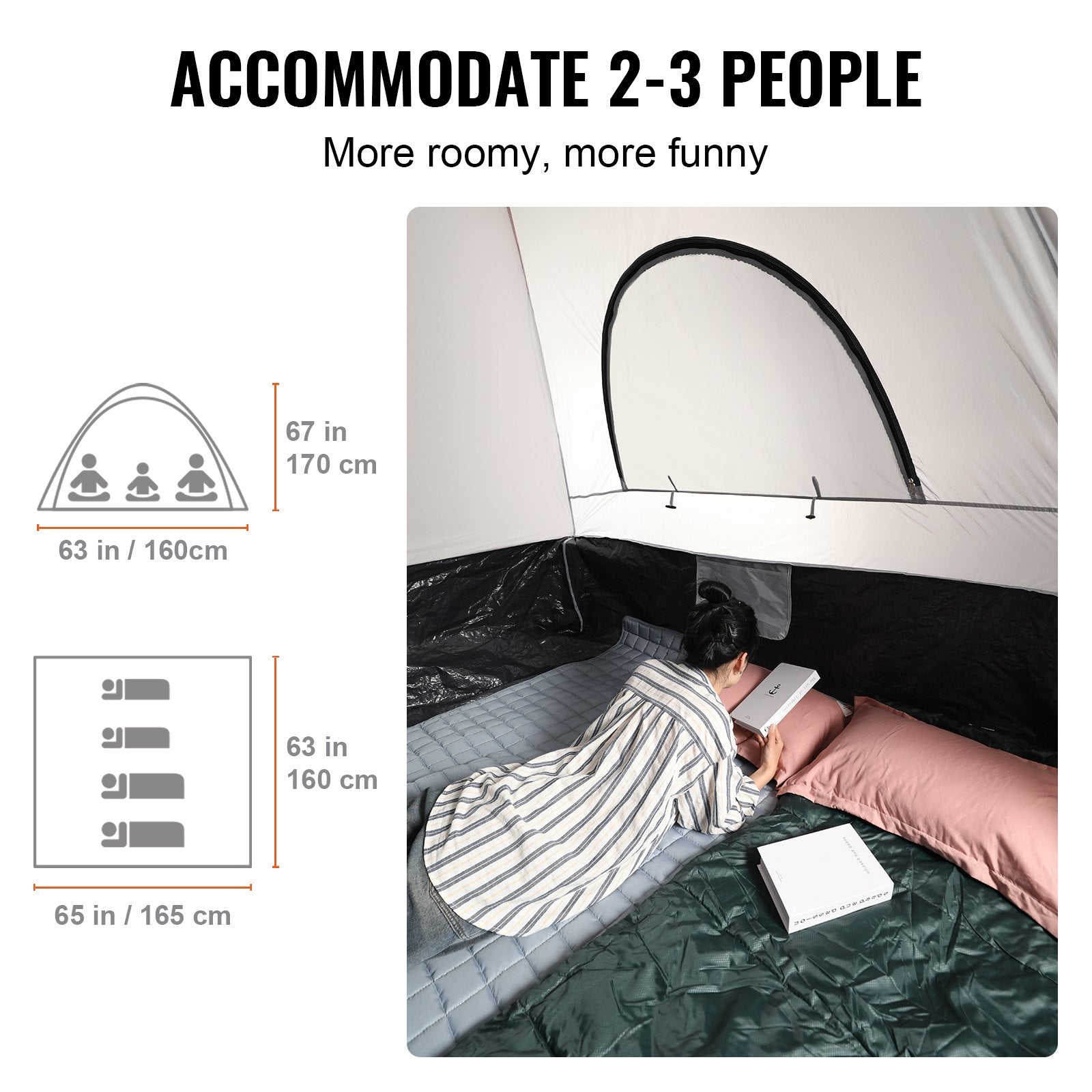 Truck Bed Tent 5.5'-6' Pickup Waterproof PU2000mm Double Layer for 2-3 Person
