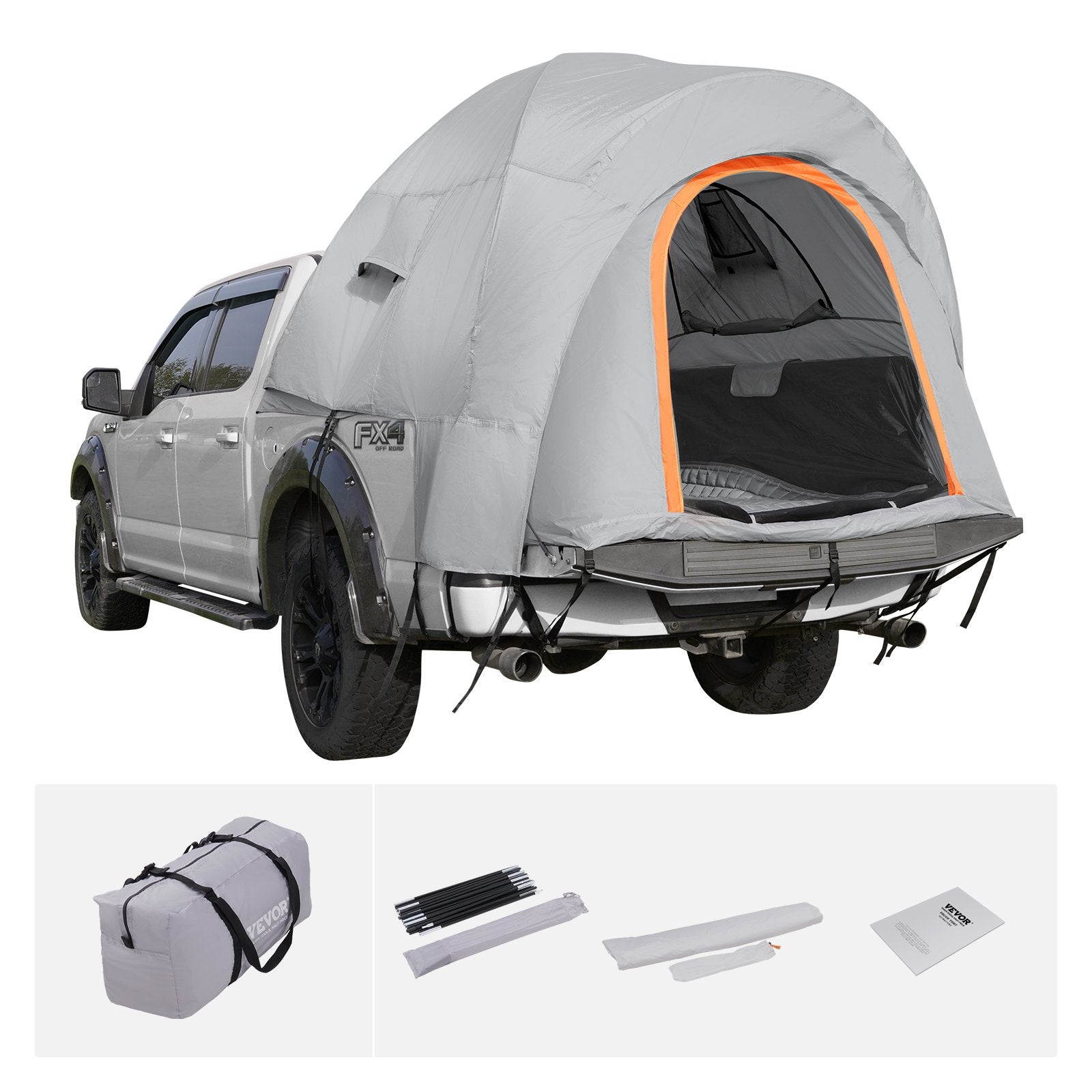 Truck Bed Tent 5.5'-6' Pickup Waterproof PU2000mm Double Layer for 2-3 Person