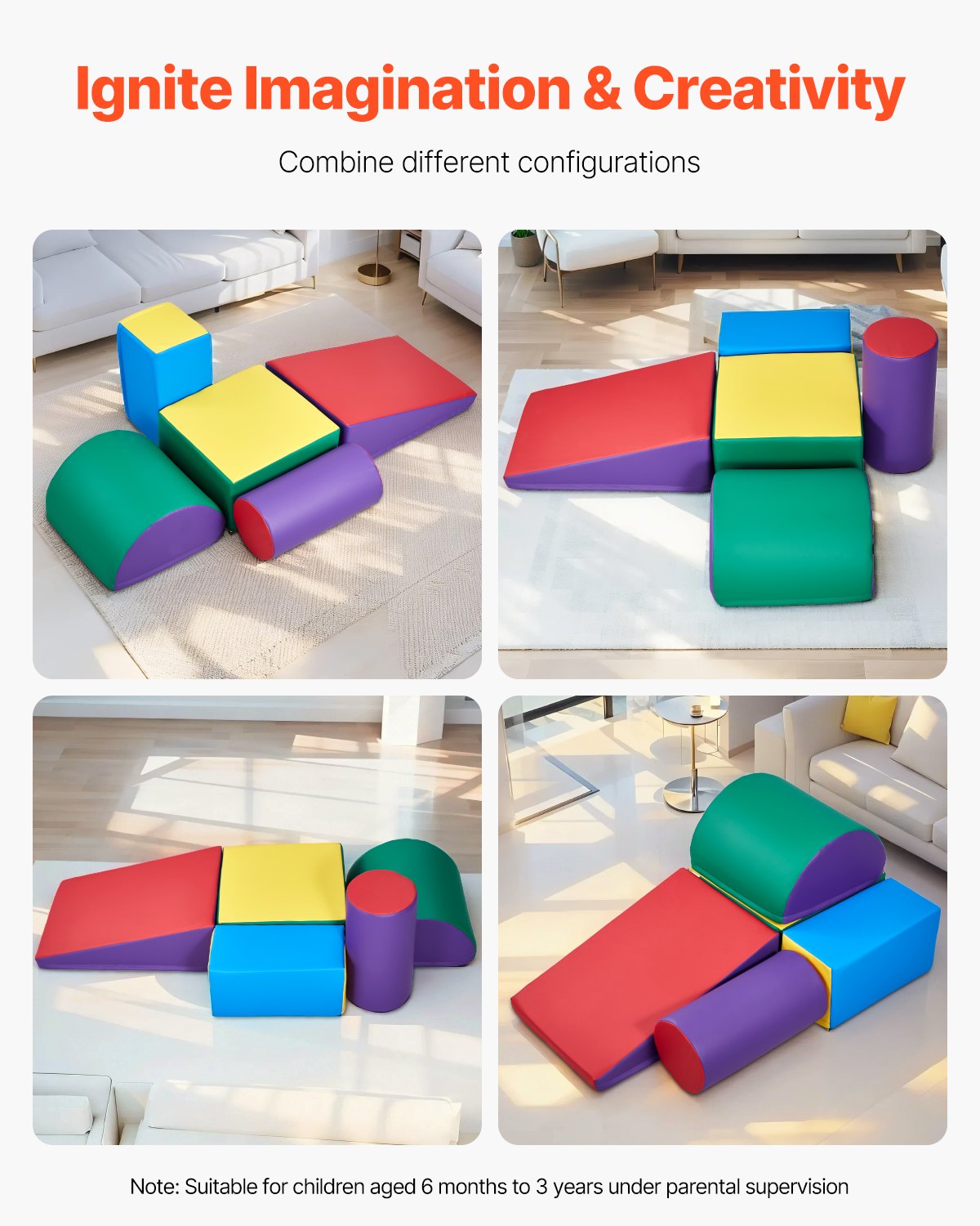 Climbing Toys 5-Piece Set Foam PU Leather Blocks for Toddlers 6 Months–3 Years