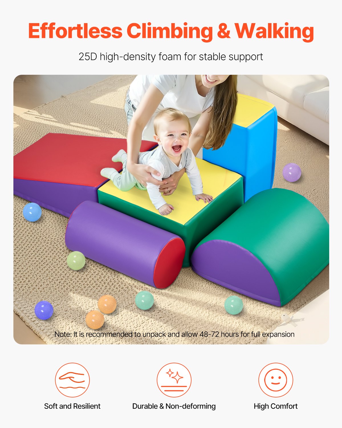 Climbing Toys 5-Piece Set Foam PU Leather Blocks for Toddlers 6 Months–3 Years