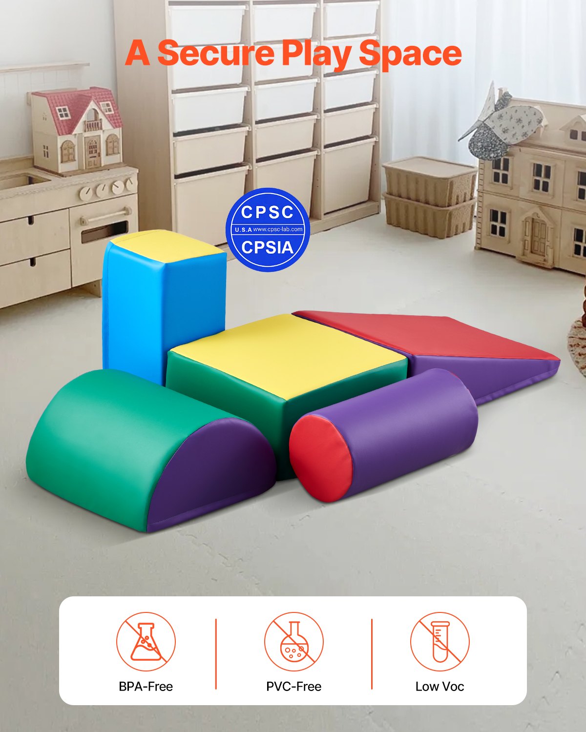 Climbing Toys 5-Piece Set Foam PU Leather Blocks for Toddlers 6 Months–3 Years