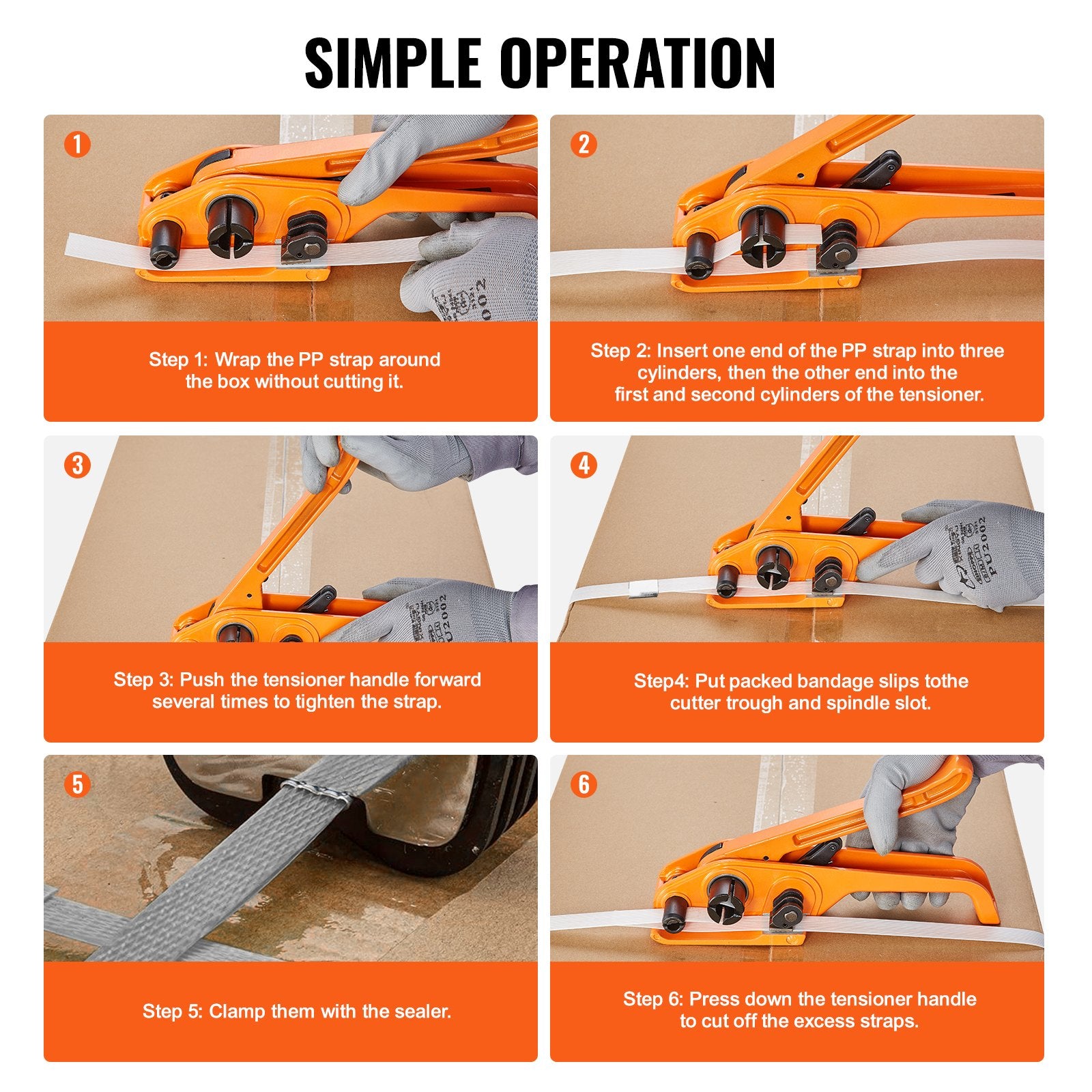 Banding Strapping Kit with Tensioner and Sealer 1000m PP Band 1000 Metal Seals