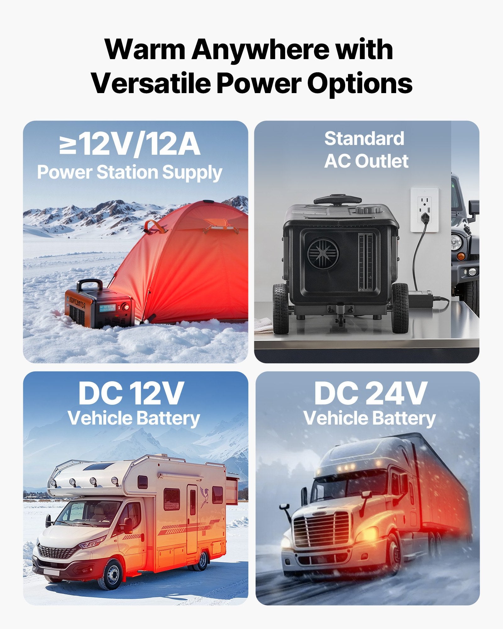 Diesel Heater 8KW DC 12V/24V Portable Air Heater Bluetooth Remote LCD 5L