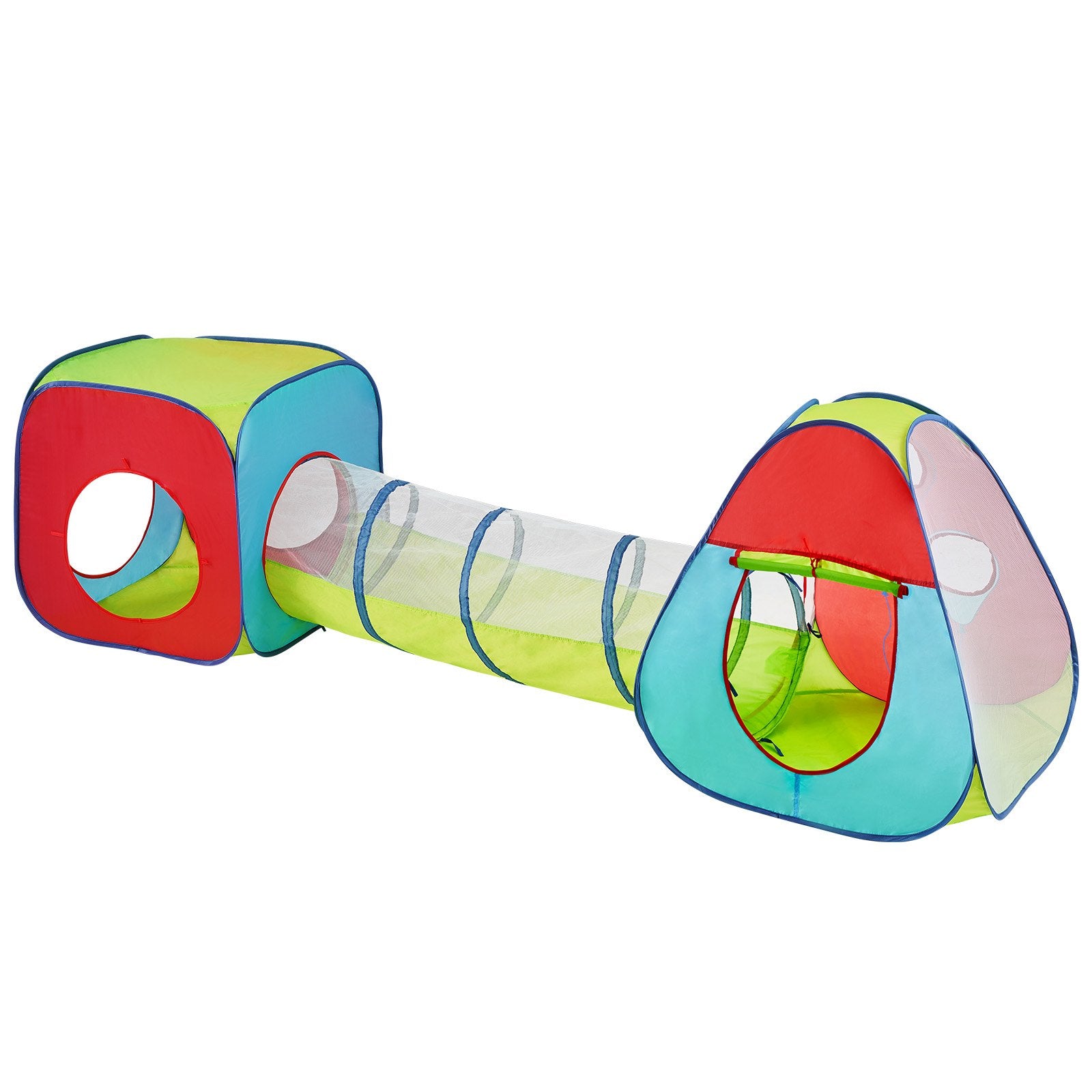 3-in-1 Kids Play Tent with Tunnel Indoor/Outdoor Pop Up Playhouse Multicolor