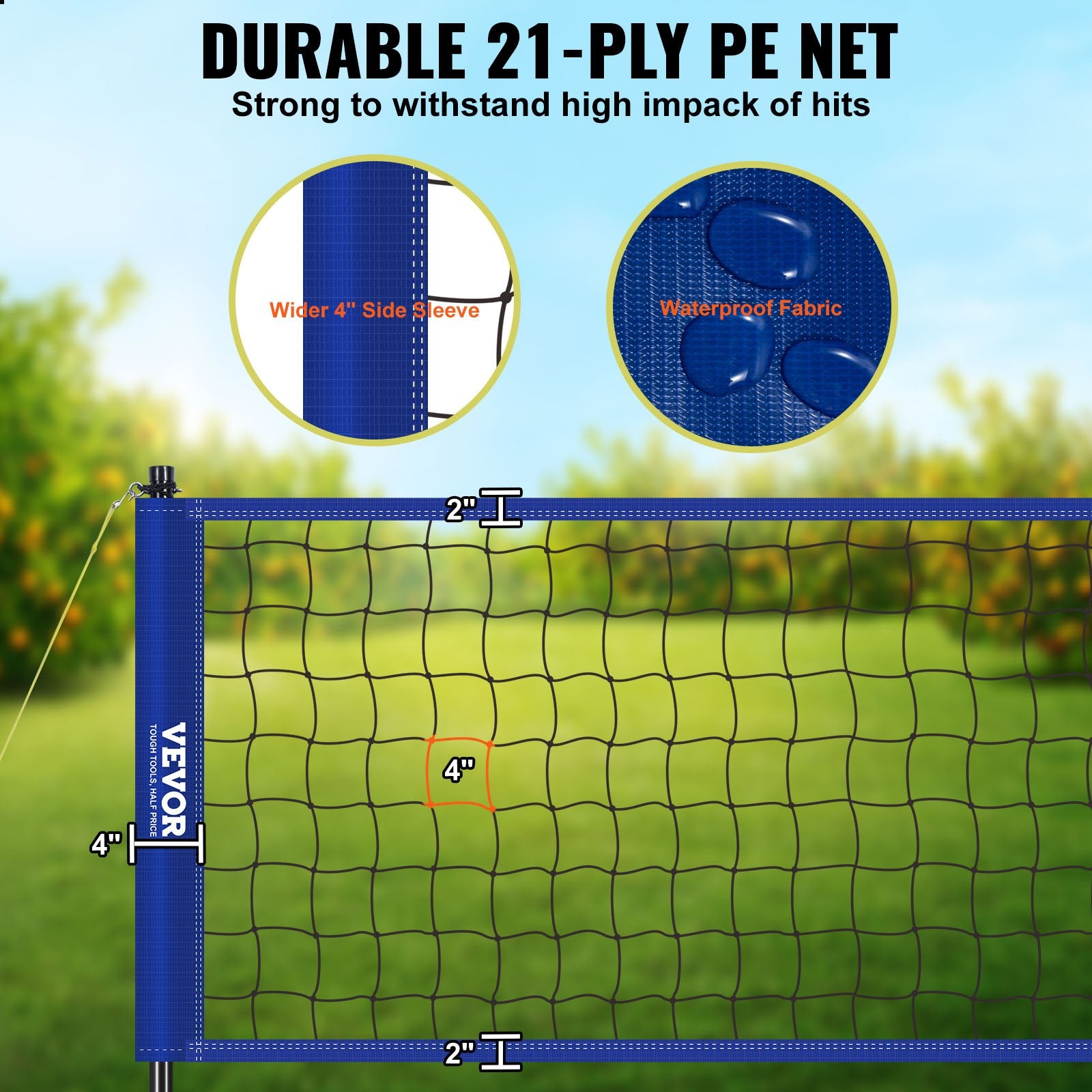 Outdoor Portable Volleyball Net Adjustable Steel Poles with PVC Ball and Bag