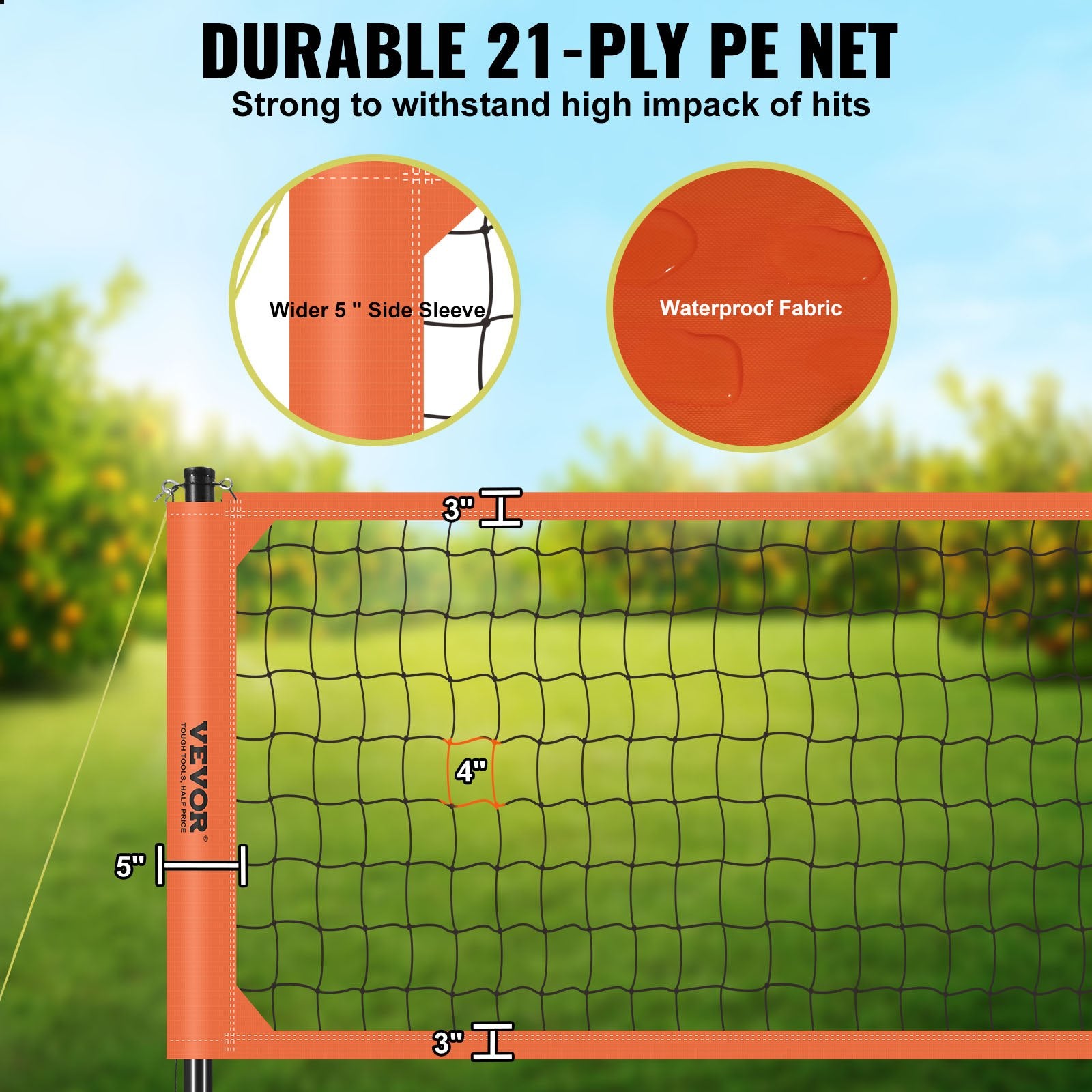 Outdoor Portable Volleyball Net System with Adjustable Poles and Accessories
