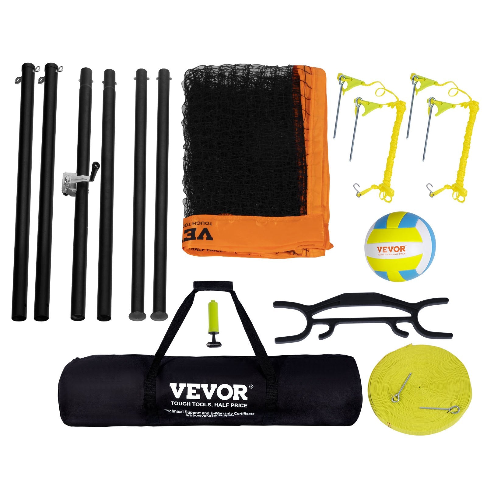 Outdoor Portable Volleyball Net System with Adjustable Poles and Accessories