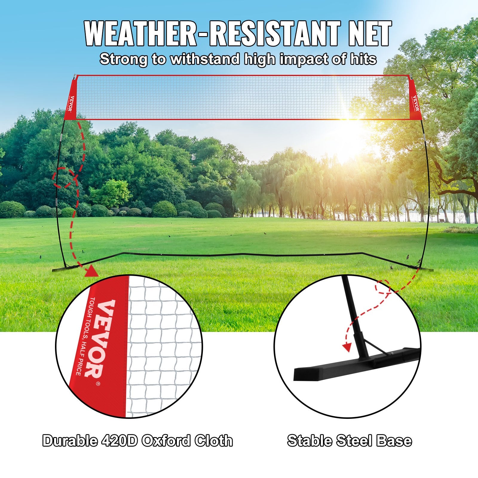 Freestanding Volleyball Training Net Adjustable Portable Indoor Outdoor with Bag