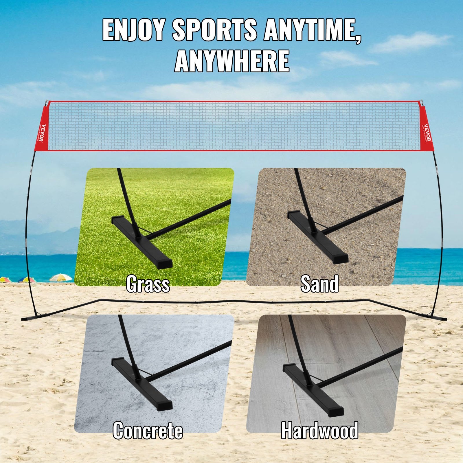 Freestanding Volleyball Training Net Adjustable Portable Indoor Outdoor with Bag