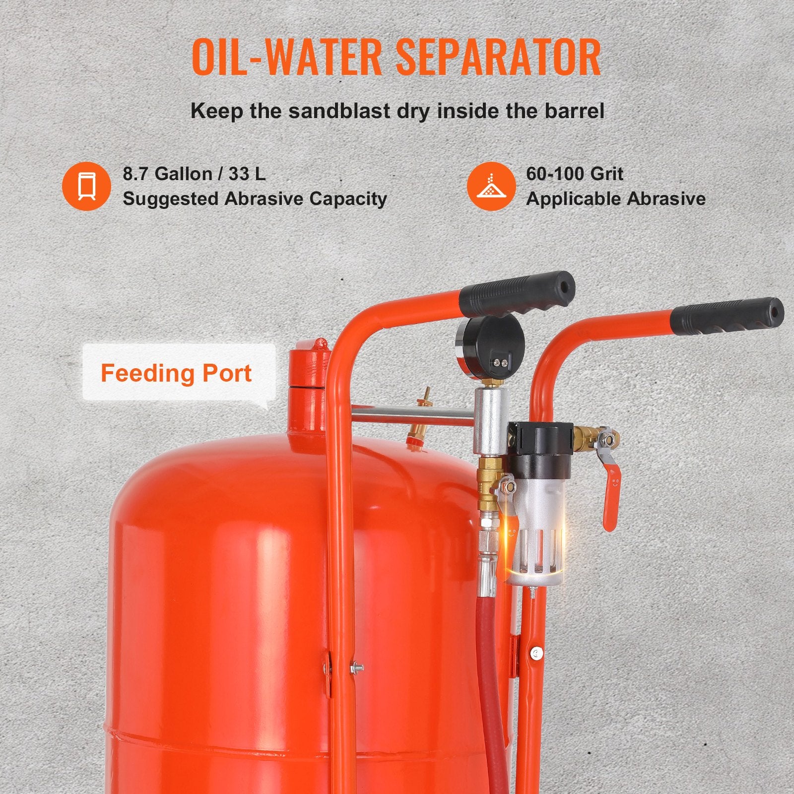 20 Gallon Sand Blaster 60-110 PSI Portable Abrasive Tank with 4 Nozzles