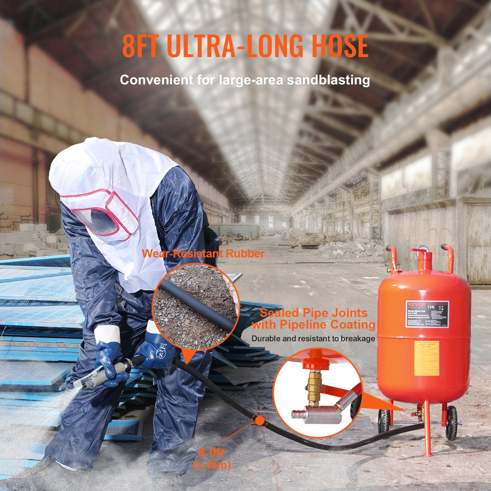 20 Gallon Sand Blaster 60-110 PSI Portable Abrasive Tank with 4 Nozzles