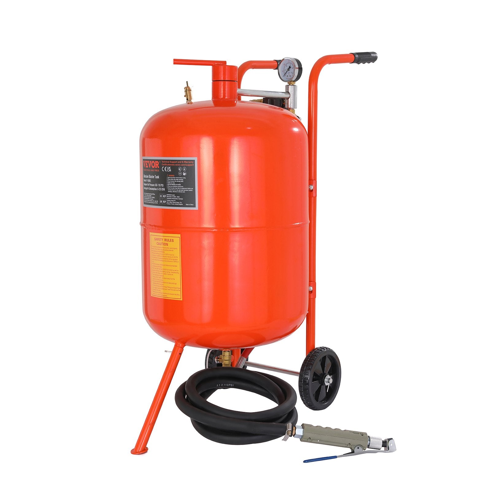 20 Gallon Sand Blaster 60-110 PSI Portable Abrasive Tank with 4 Nozzles