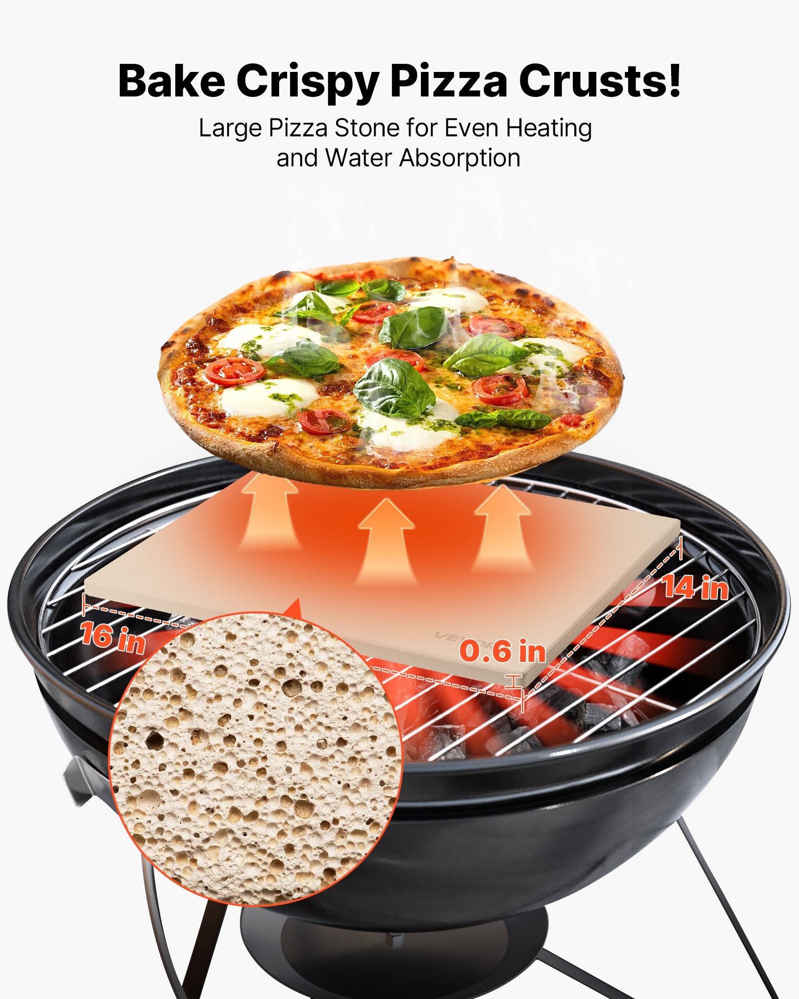Pizza Stone 406x355mm Cordierite Extra Large Baking Stone with Scraper