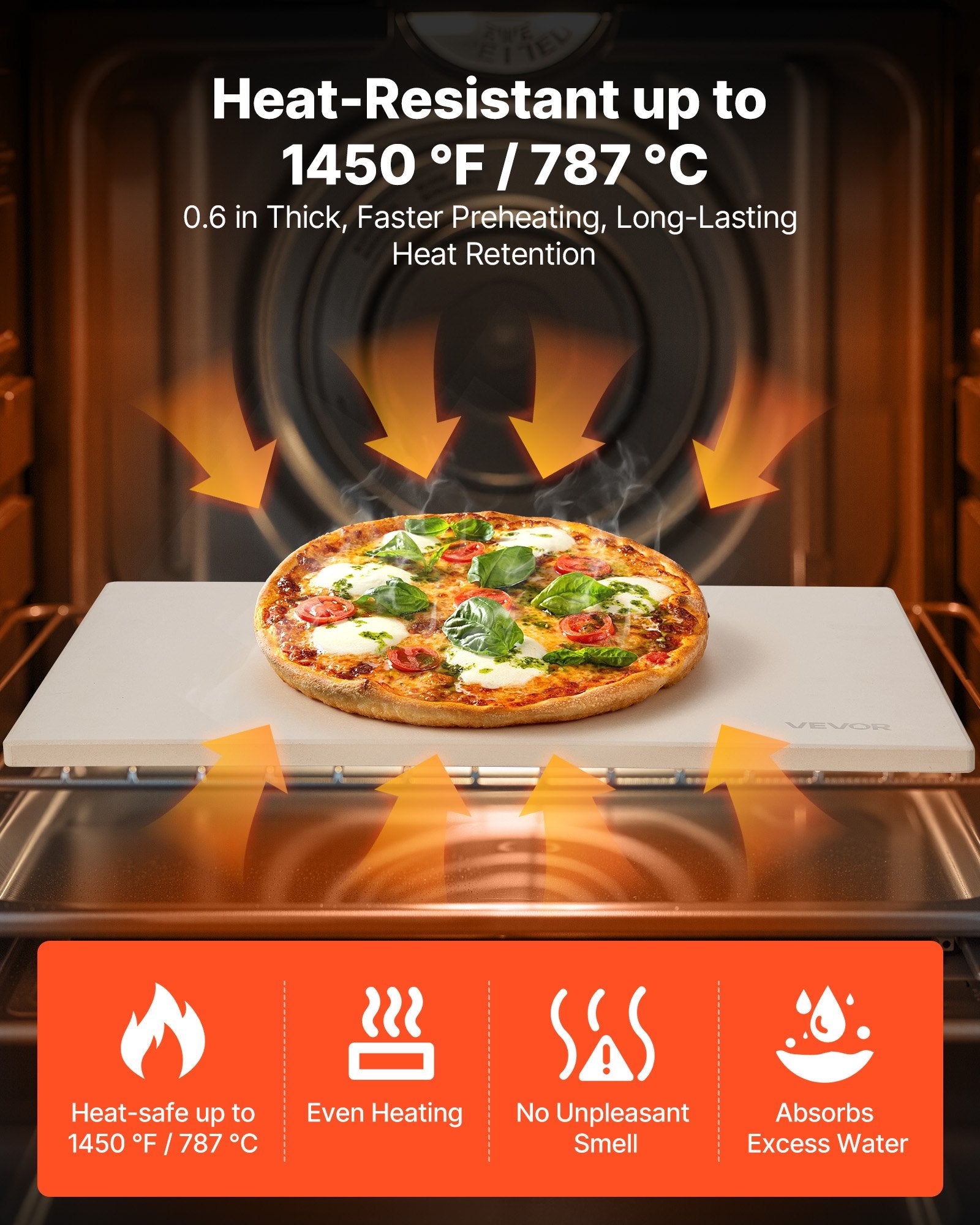 Pizza Stone 406x355mm Cordierite Extra Large Baking Stone with Scraper