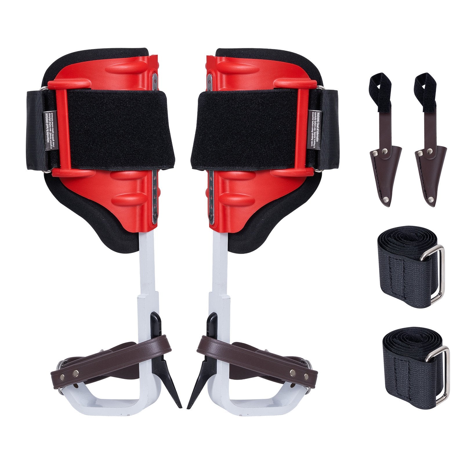 Tree Climbing Spikes 1 Pair Aluminum Spurs 350LBS with Straps Protectors Red