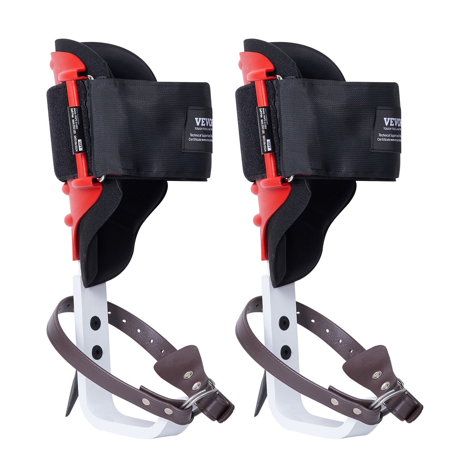 Tree Climbing Spikes 1 Pair Aluminum Spurs 350LBS with Straps Protectors Red