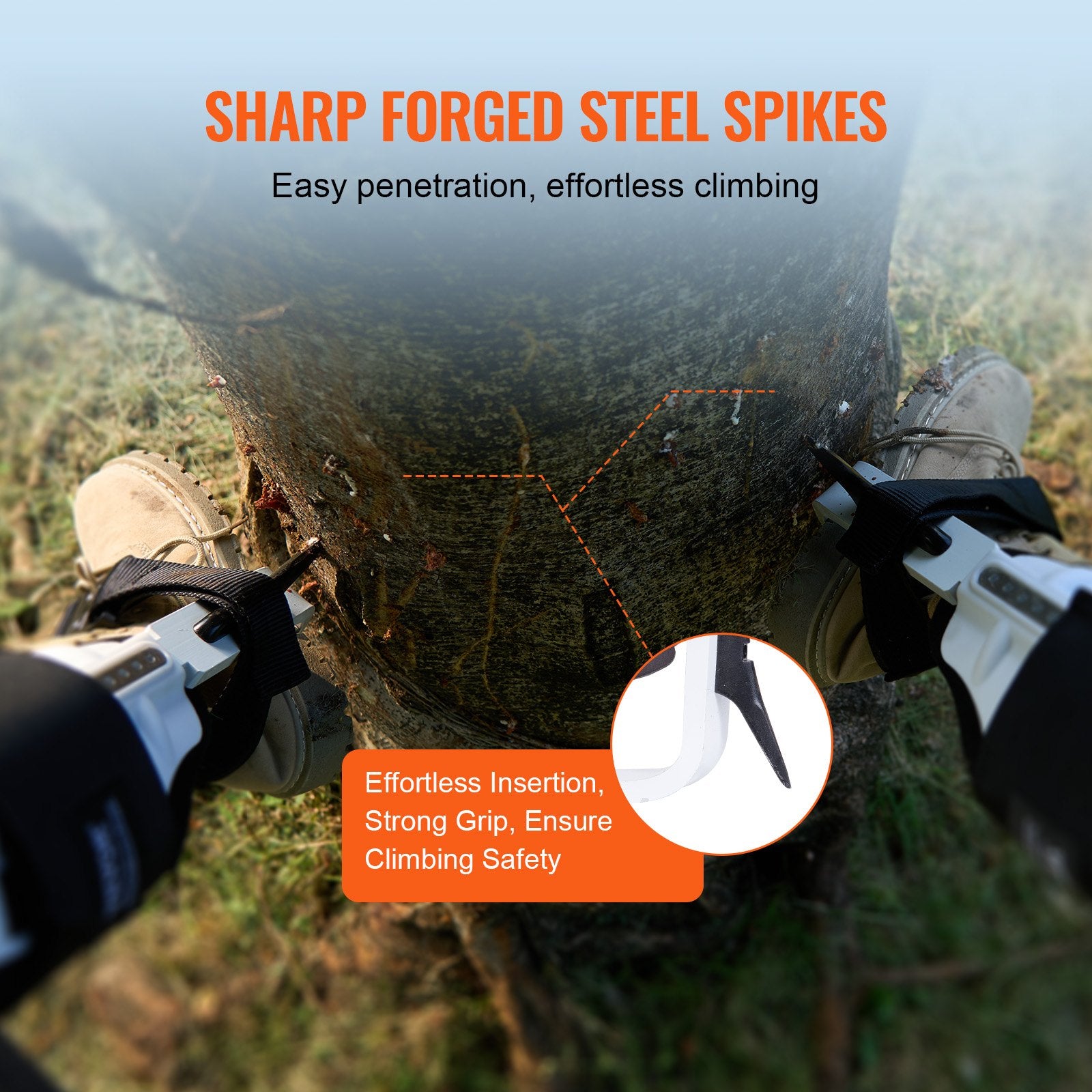 Tree Climbing Spikes, Aluminum Climbing Spurs, 350lbs Load Capacity, White, Gear