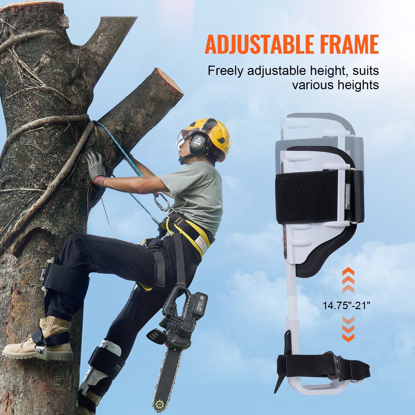 Tree Climbing Spikes, Aluminum Climbing Spurs, 350lbs Load Capacity, White, Gear