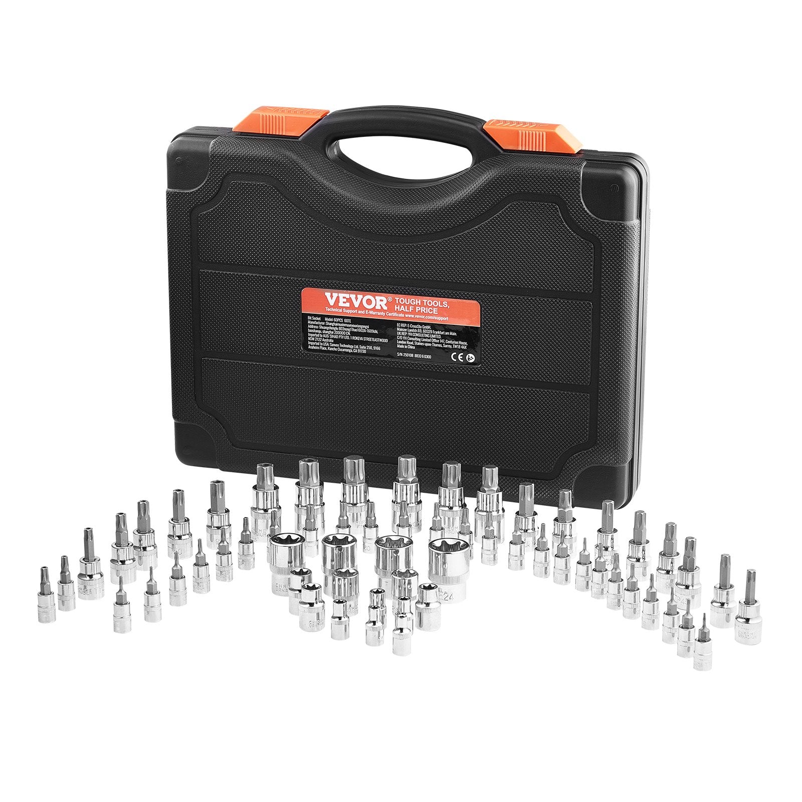 Torx Bit Socket External Torx Set 60-Piece T6-T70 TT6-TT70 TP8-TP60 E4-E24
