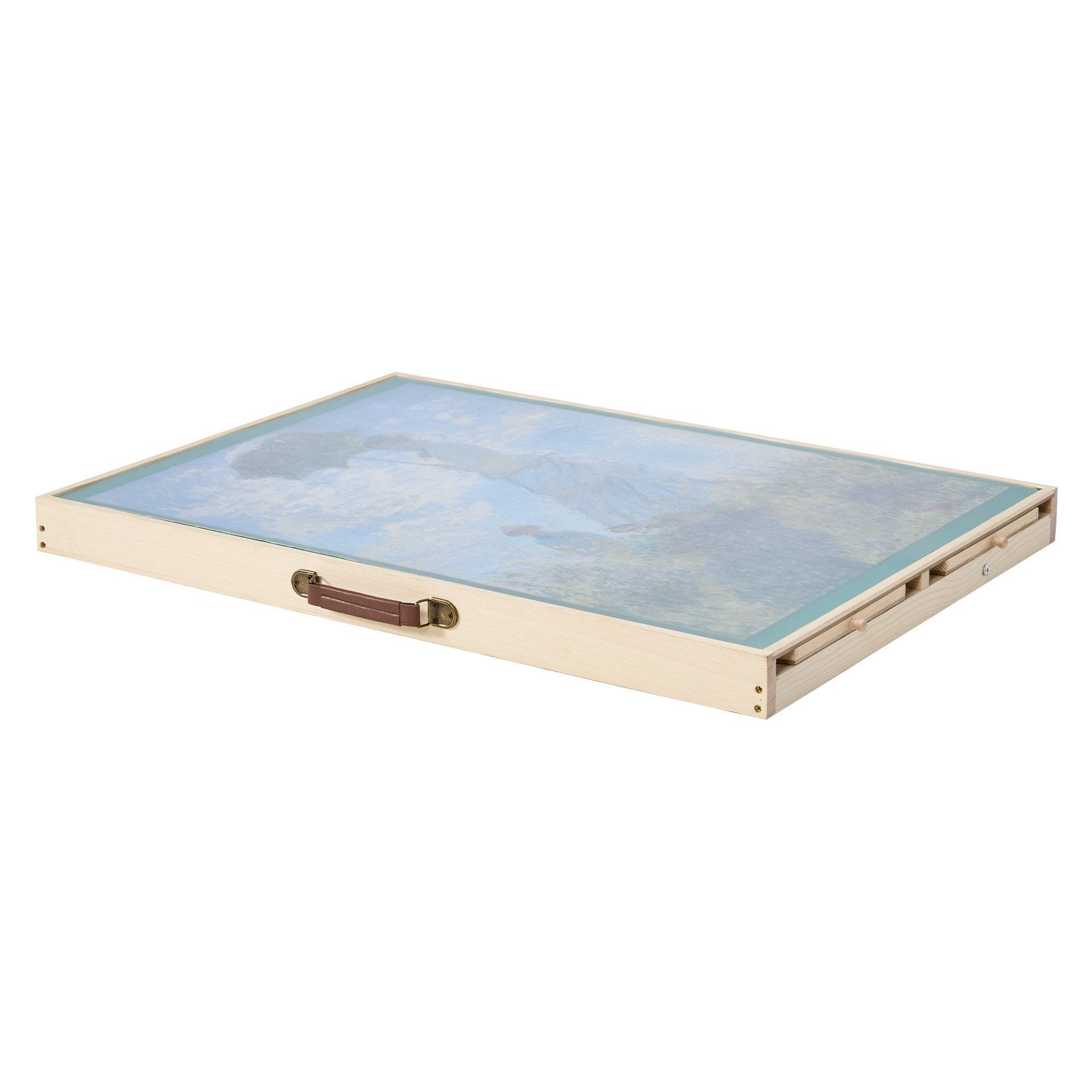 Puzzle Table with Folding Legs 4 Drawer Portable Wooden Board Adjustable 86x63cm