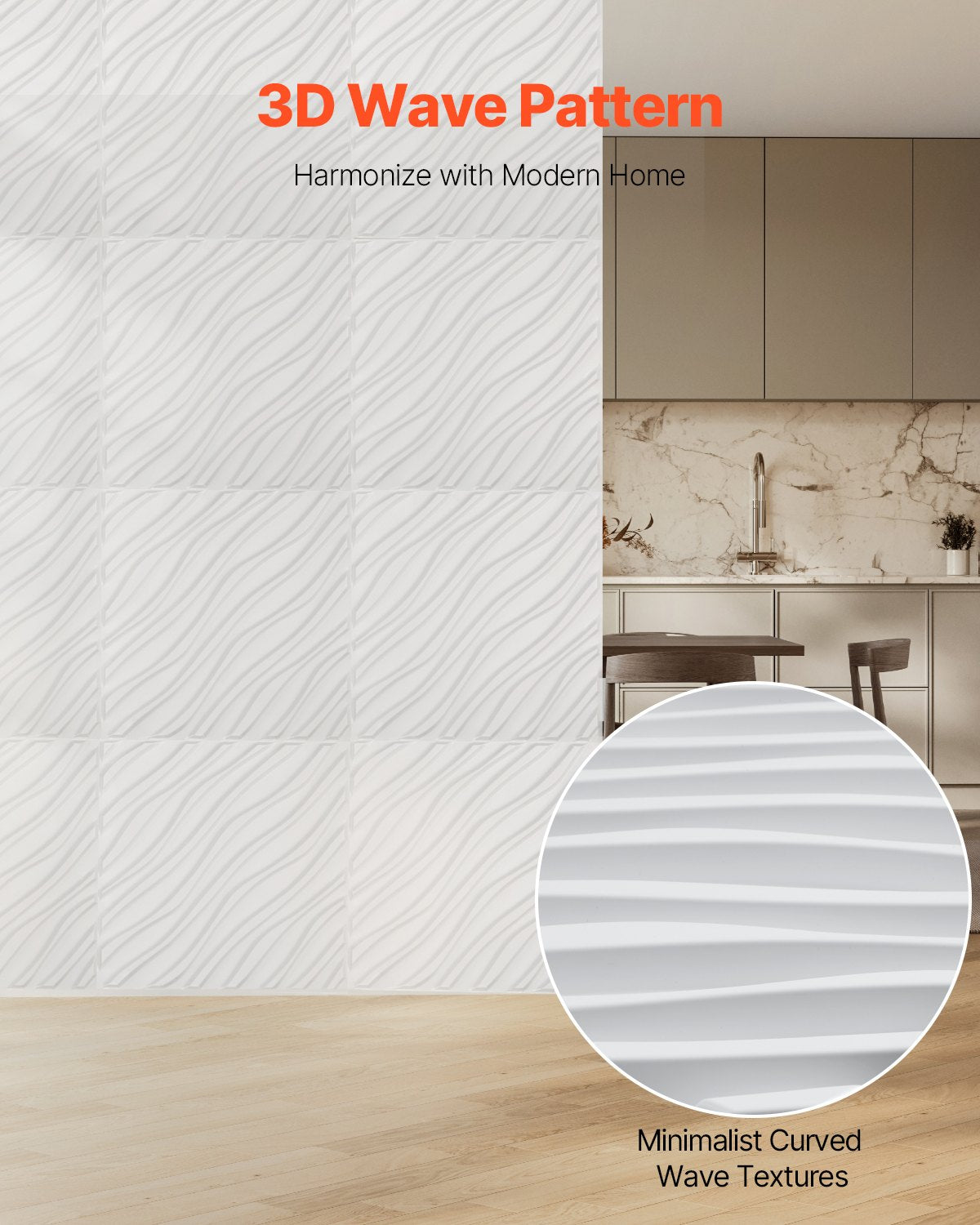3D Wall Panels 12-Pack 50x50cm PVC Wave Tiles 2.97m² Matte White Home Decor