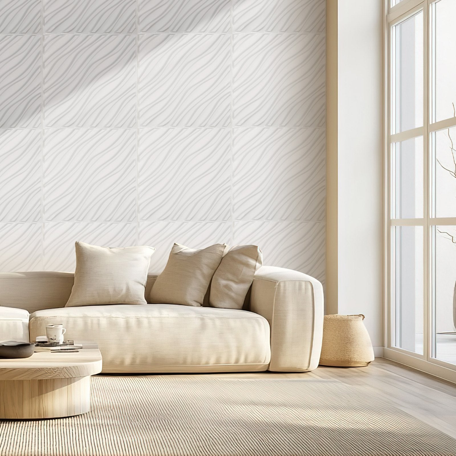 3D Wall Panels 12-Pack 50x50cm PVC Wave Tiles 2.97m² Matte White Home Decor