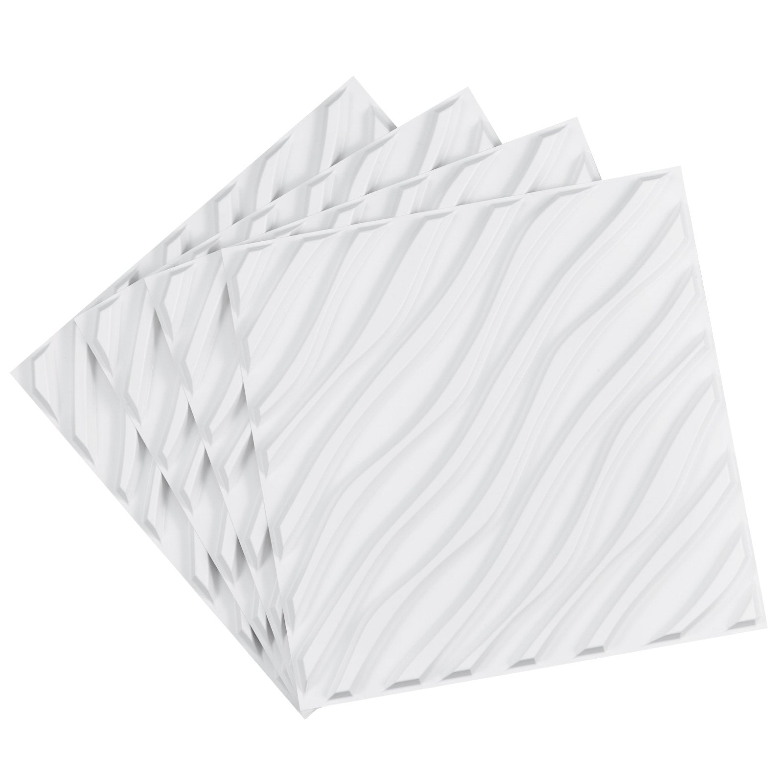 3D Wall Panels 12-Pack 50x50cm PVC Wave Tiles 2.97m² Matte White Home Decor
