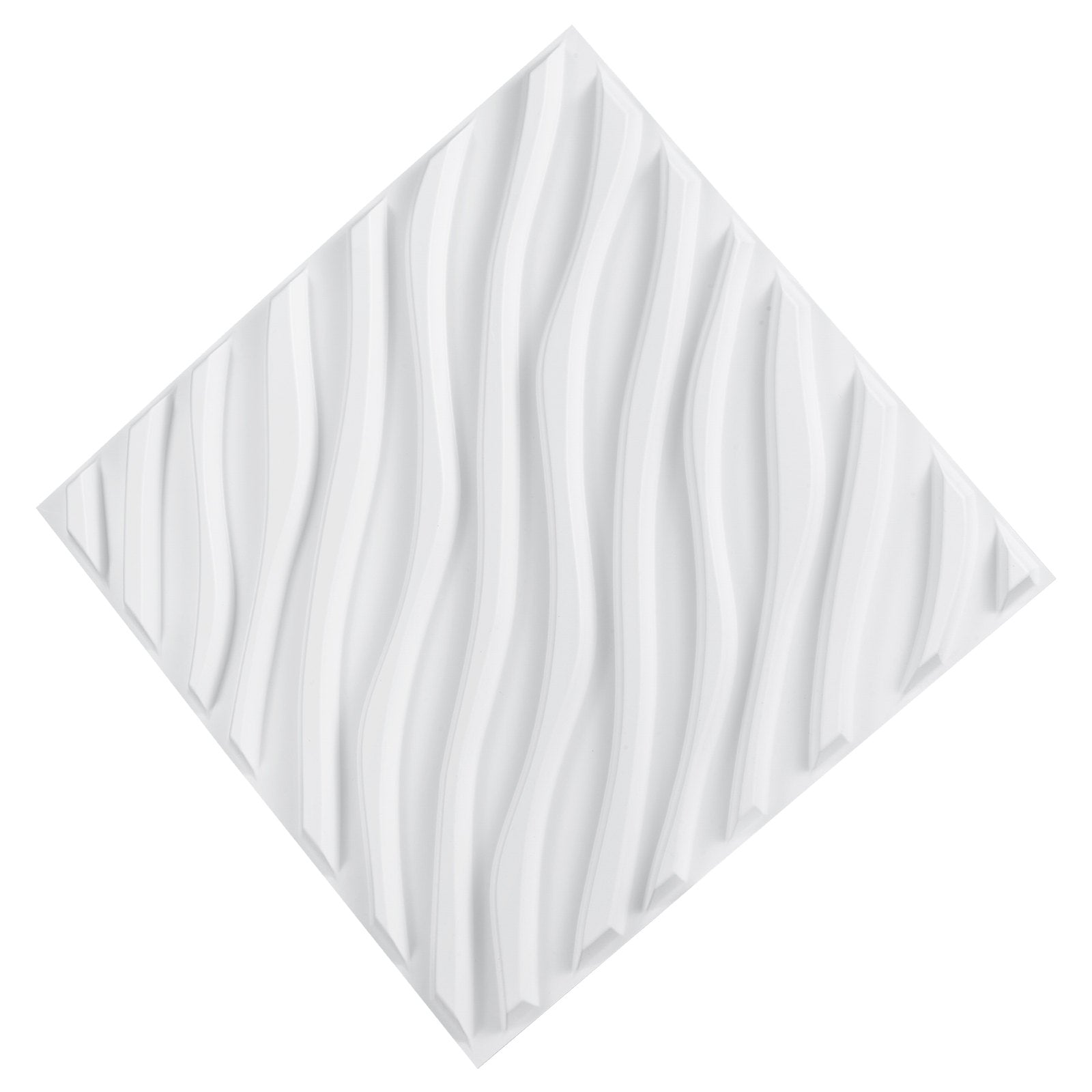 3D Wall Panels 12-Pack 50x50cm PVC Wave Tiles 2.97m² Matte White Home Decor