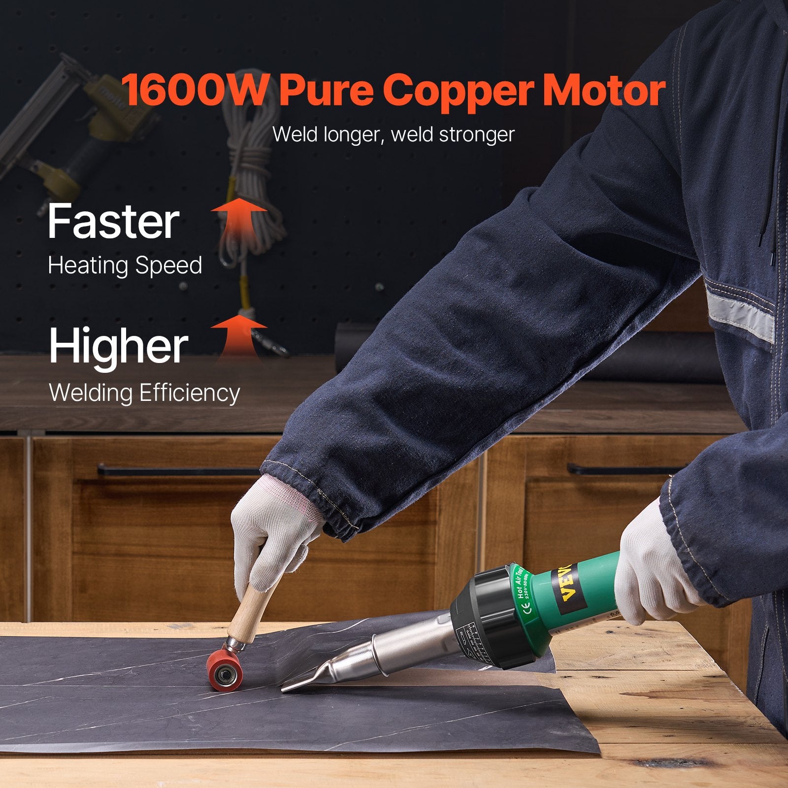 Hot Air Plastic Welder 1600W, PVC TPO Vinyl Heat Gun Kit with 9 Tools PP/PE/PVC!