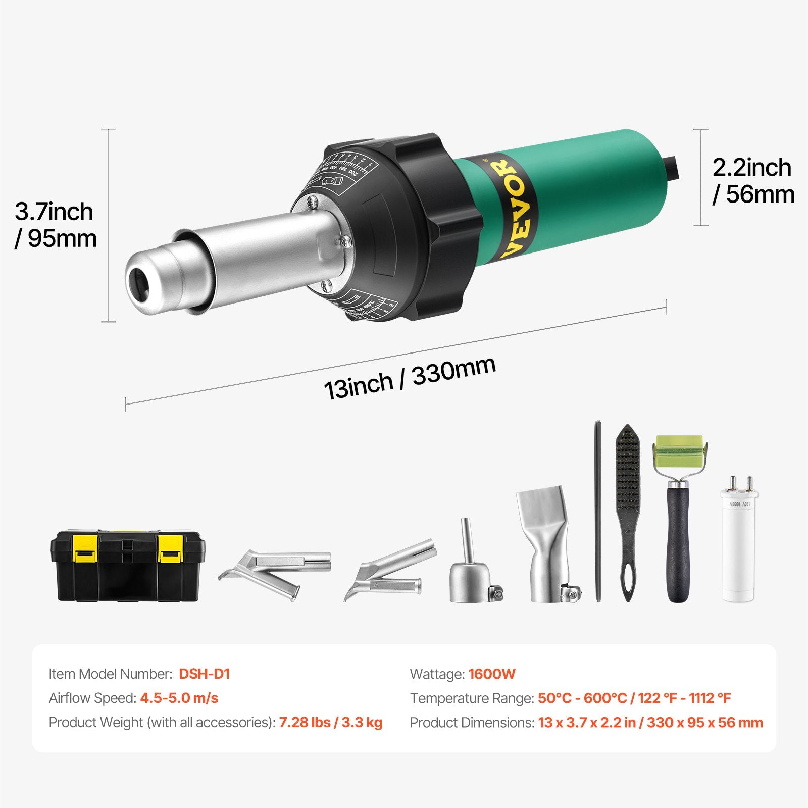 Hot Air Plastic Welder 1600W, PVC TPO Vinyl Heat Gun Kit with 9 Tools PP/PE/PVC!