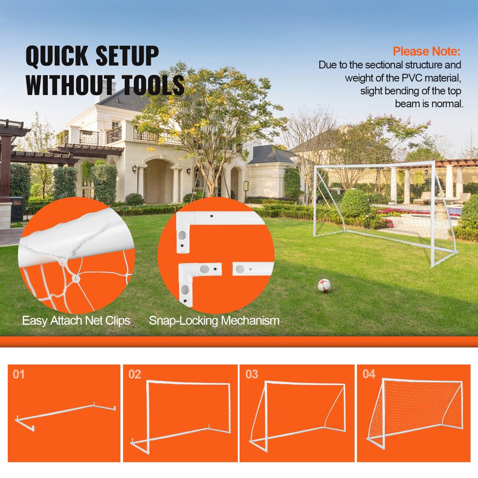 Portable Soccer Goal 3.7x1.8M Adults Kids Backyard Large Practice Training Net