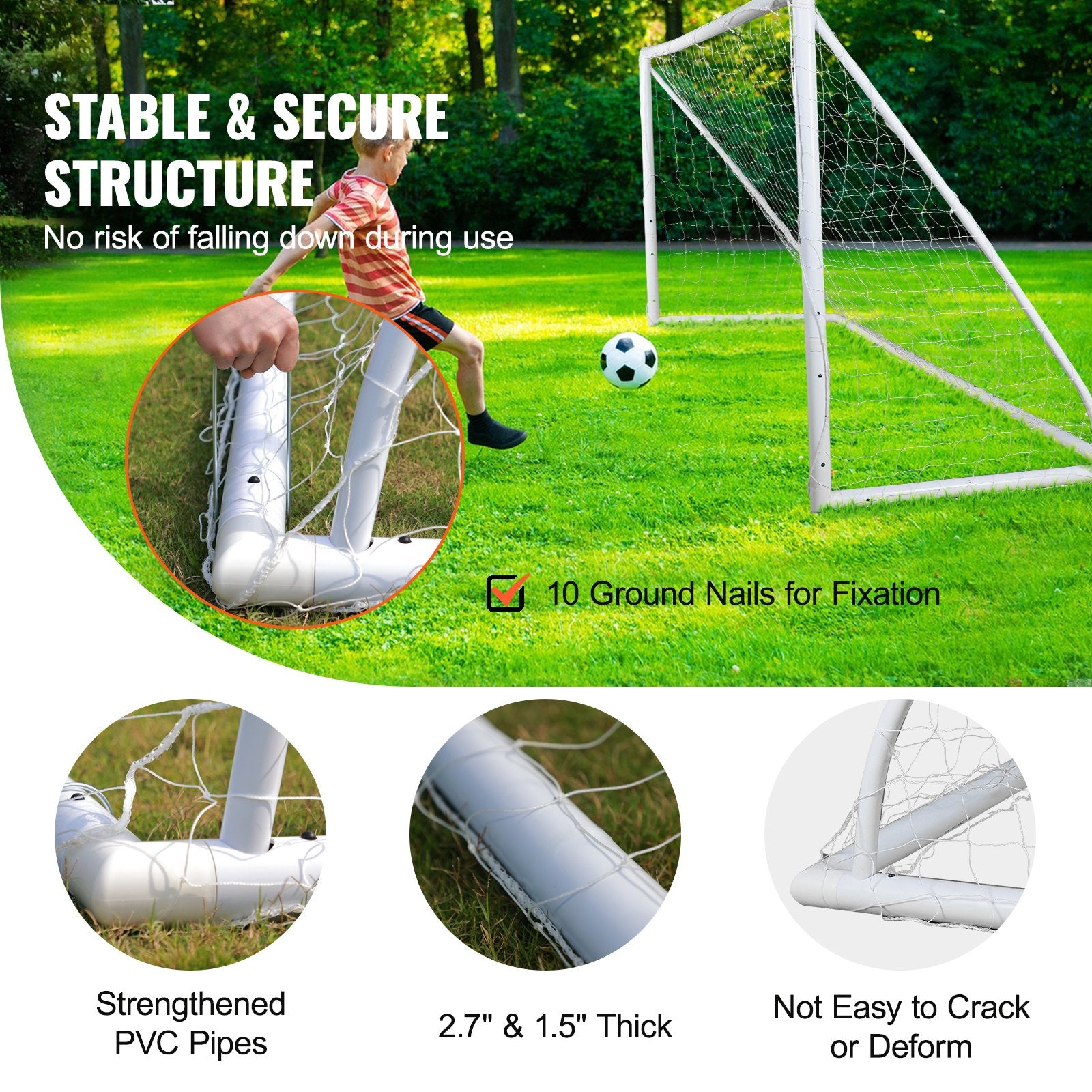 Portable Soccer Goal 3.7x1.8M Adults Kids Backyard Large Practice Training Net
