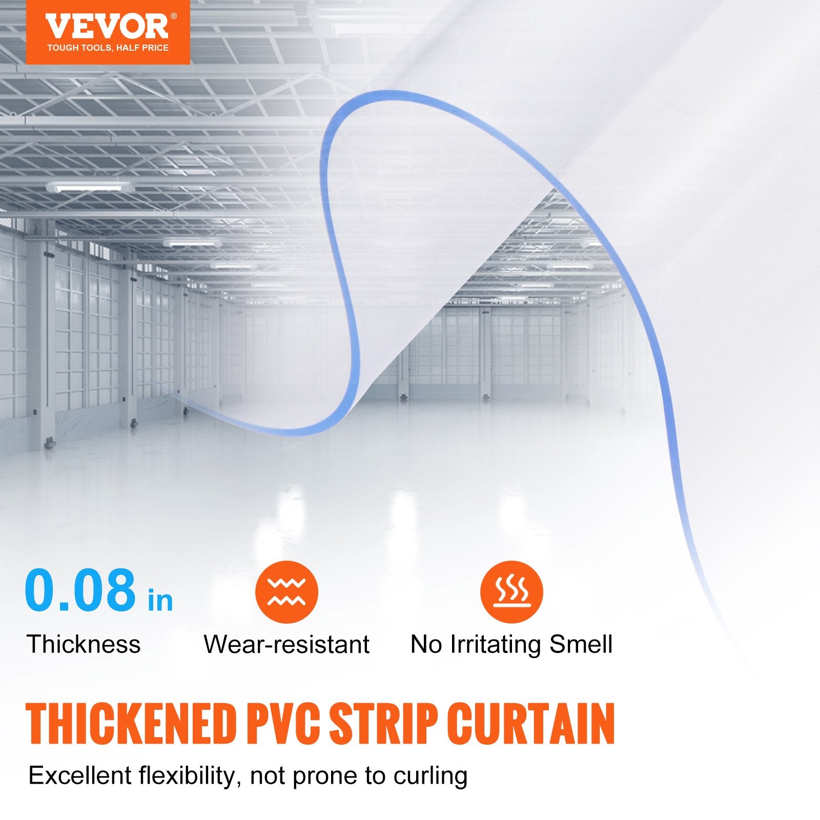6PCS Strip Curtain 213.4cm x 97cm Clear PVC Door Curtain